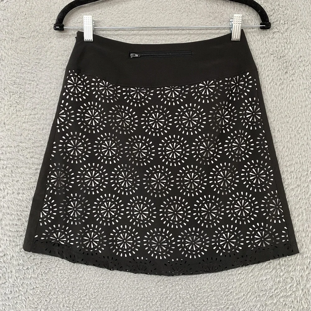 Krimson Klover Skort‎ Womens XS Black Laser Cut Athletic Lined Shorts Pockets